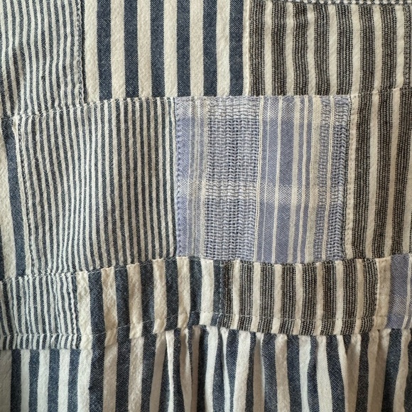 Maeve Anthropologie Size XL Zoe Swing Top Striped Patchwork Oversized Blue White - Picture 12 of 16